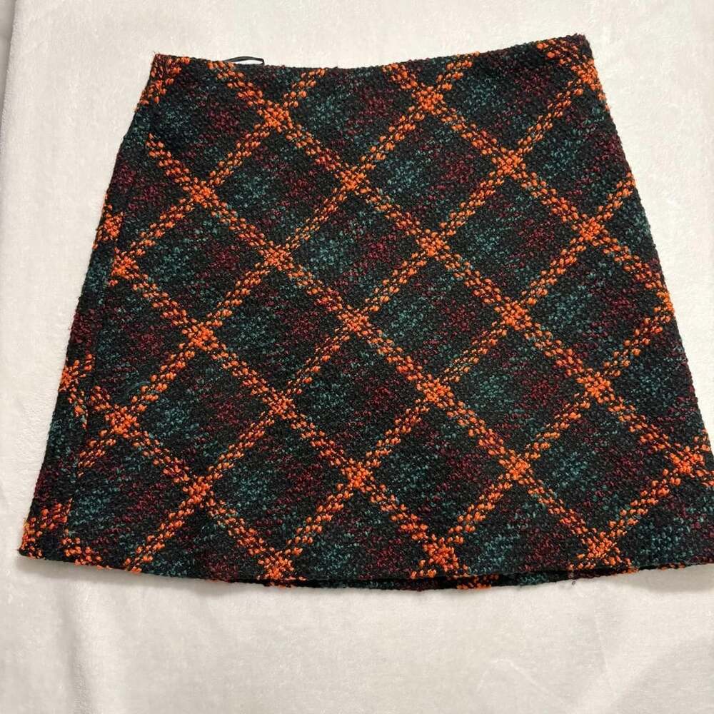 Tissu Tweed Mini Skirt T.38 Plaid French Made in France